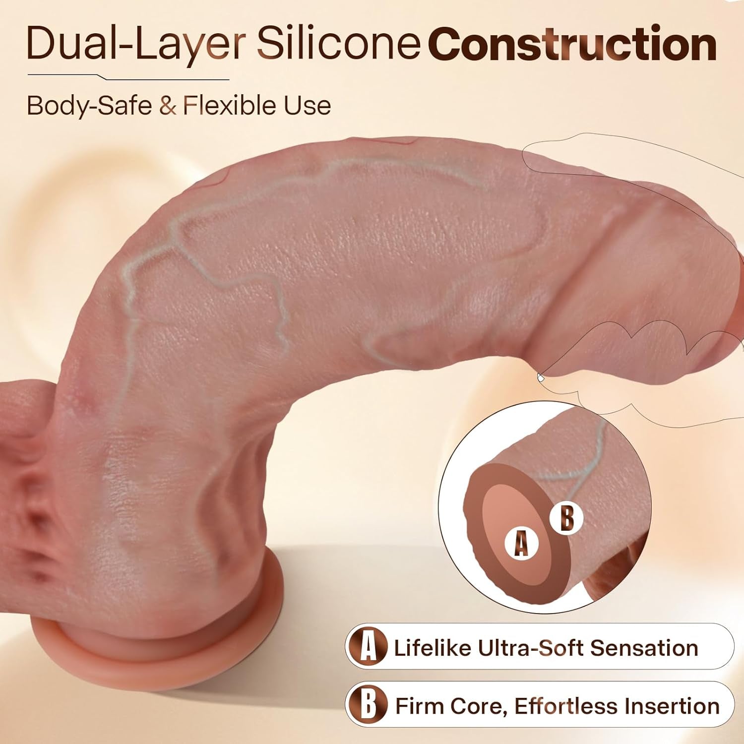 11'' Realistic Uncut Foreskin Big Dildo - Huge Thick Dildo with Strong Suction Cup for Hands - Free Play, Skin - Like Silicone Dildos, Lifelike Curved G - Spot & Anal Adult Sex Toys for Women Men - SinfulX - 
