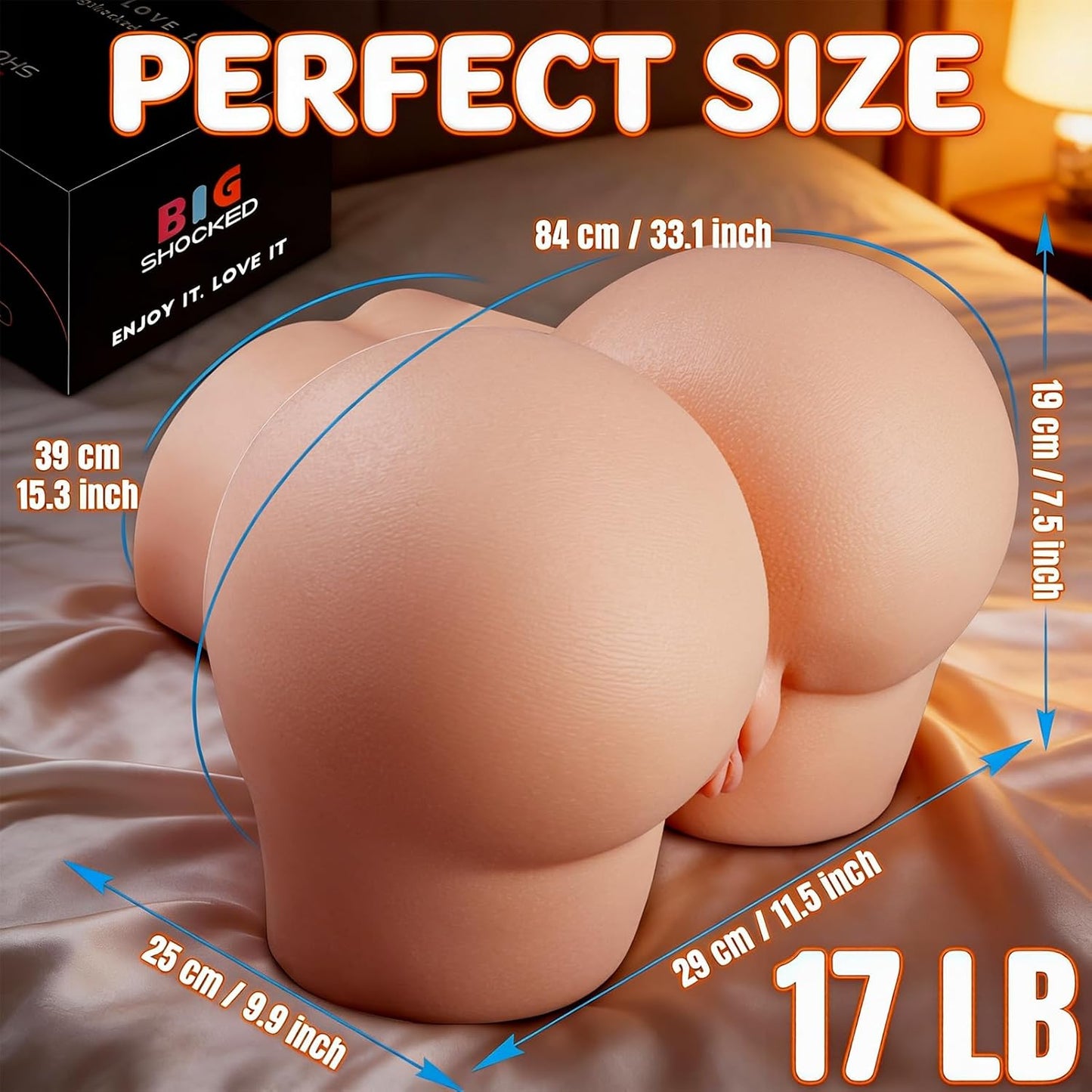 Sex Doll Male Sex Toys, 17LB Pocket Pussy with round Thick Ass, Male Masturbator Bouncy Butt Sex Dolls with Dual Extended Pleasure Channels, Realistic Texture Adult Torso Sex Toy for Men - SinfulX - 