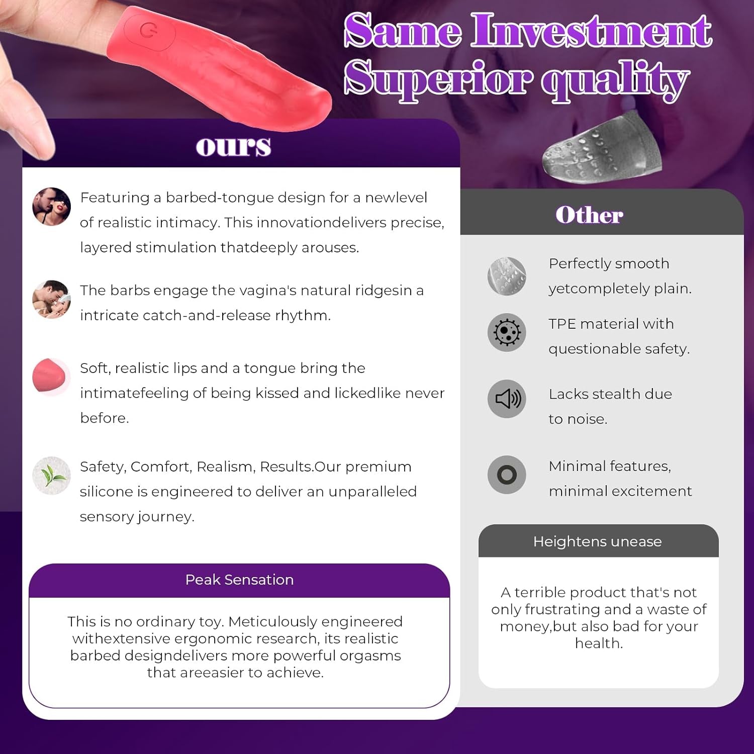 VelixTongue Finger Vibrator Tongue Design 10 Modes USB - SinfulX - Personal Care > Sexual Wellness > Finger Vibrator