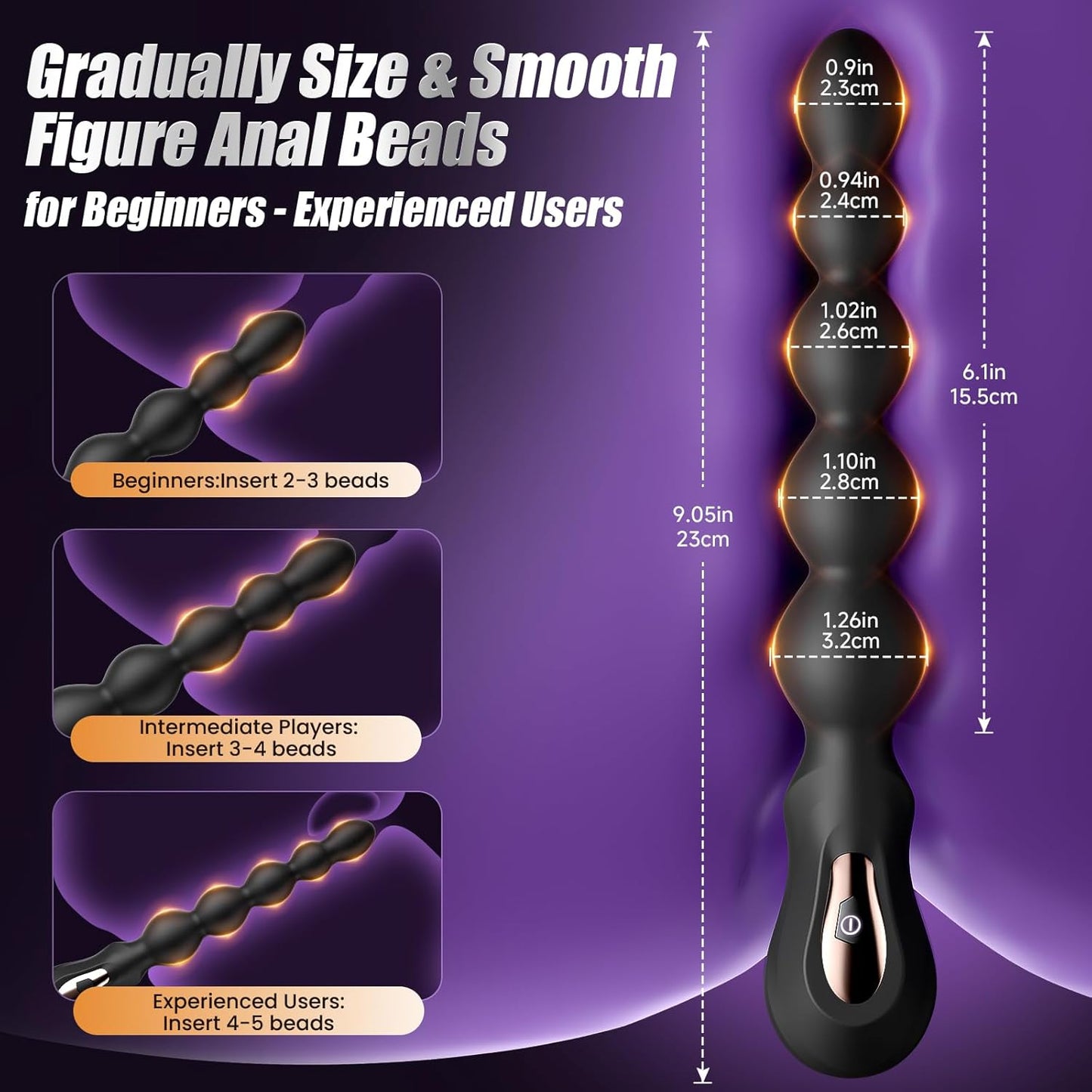 Vibrating Butt Plug Anal Beads, Large Size Anal Vibrator Prostate Massager Anal Toys with 7 Vibrating Modes, Flexible Soft Silicone Anal Plug Male Sex Toys for Men Women Waterproof Adult Toys - SinfulX - 