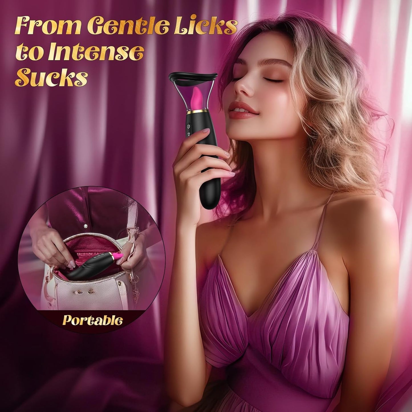 Sucking Vibrator Sex Toys for Women - Tongue Vibrators Women Sex Toy for Clitoral Nipple with 7 Licking & Scuking Clitoral & 10 Vibration Mode, Removable Cup G Spot Adult Sex for Woman Couples - SinfulX - 