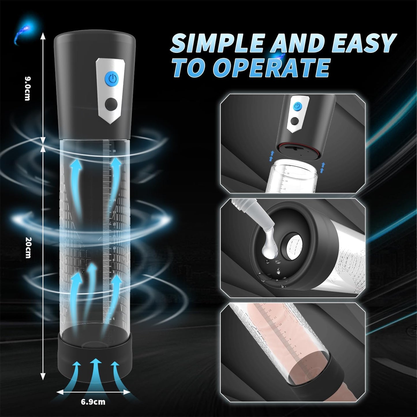 Men'S Growth Pump with Strong Suction Vacuum Pump with ED Screen Powerful Electric Vacuum Pump Inch Adjustable Men'S Underwear Set Training Tools to Be a Bigger Men Krevjgk10(Charge) - SinfulX - 