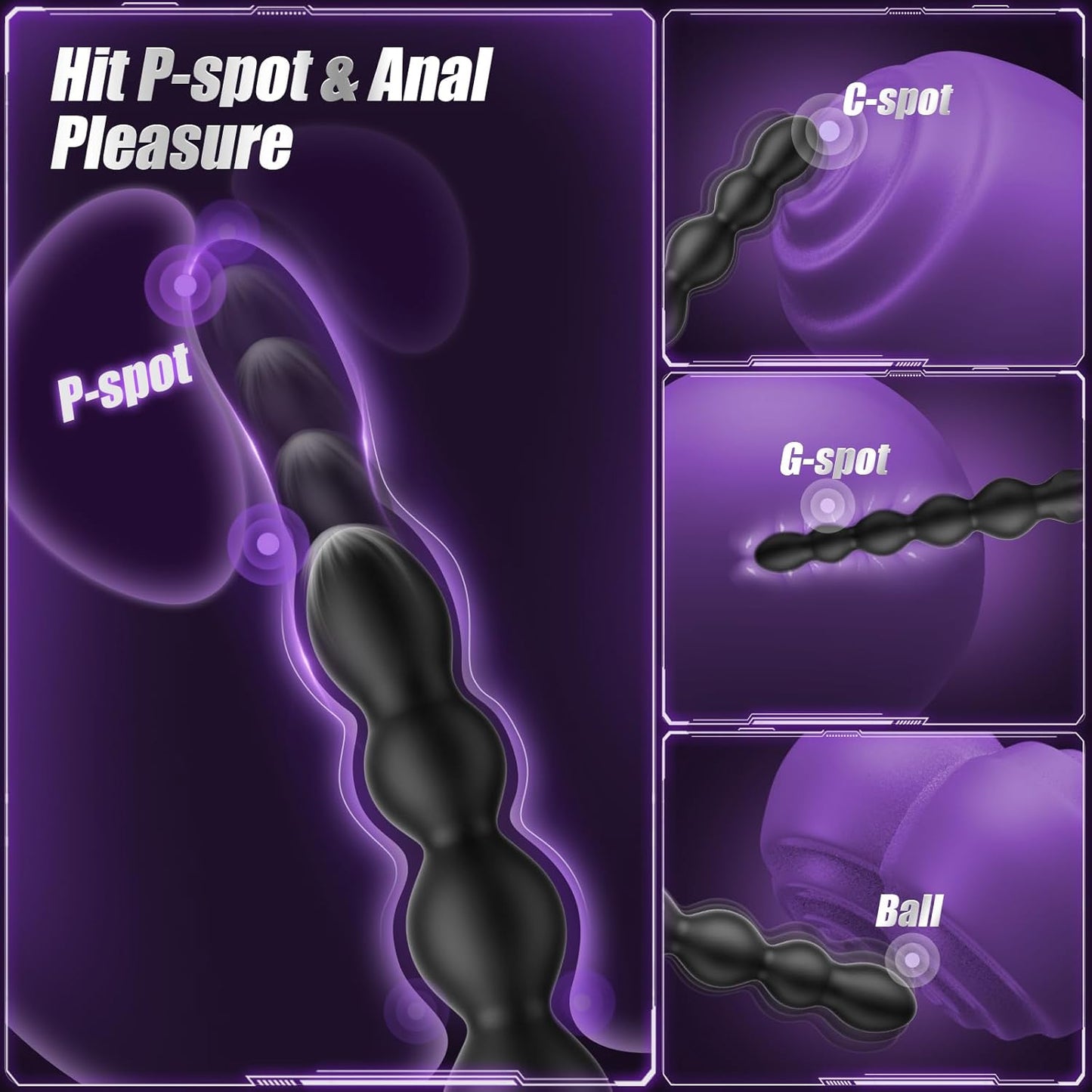 Vibrating Butt Plug Anal Beads, Large Size Anal Vibrator Prostate Massager Anal Toys with 7 Vibrating Modes, Flexible Soft Silicone Anal Plug Male Sex Toys for Men Women Waterproof Adult Toys - SinfulX - 