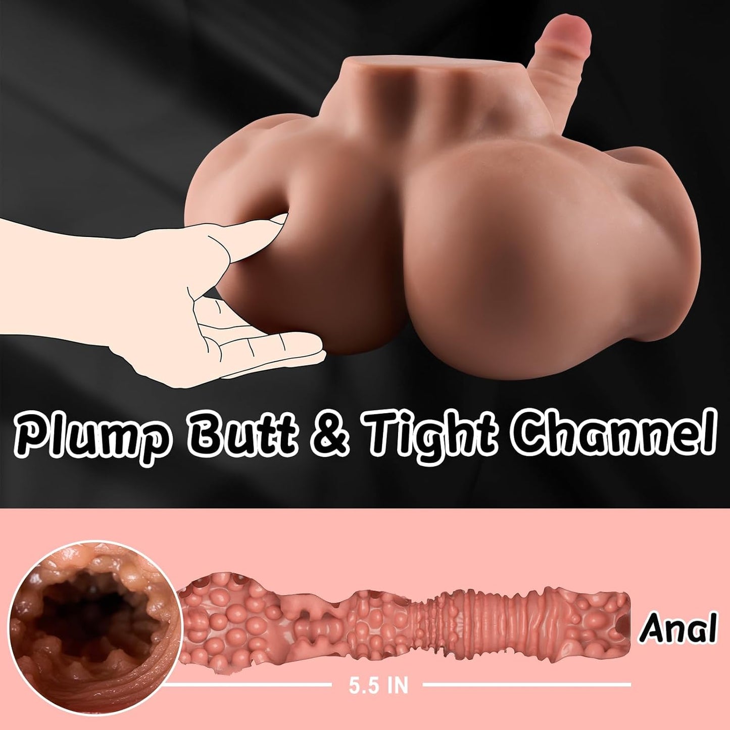 9.7LB Adult Sex Toys with Flexible Dildo, Realistic Sex Dolls Masturbator 7.4In Huge Dildos for Female Masturbation, Unisex Masturbator Sex Toy with Penis Tight Anal for Gay Les Men Couple - SinfulX - 