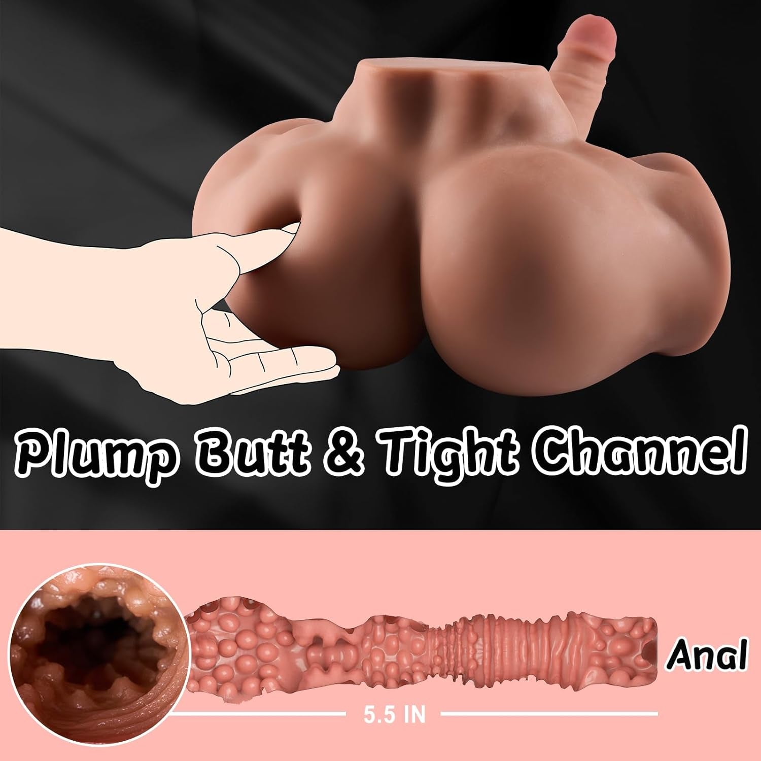 9.7LB Adult Sex Toys with Flexible Dildo, Realistic Sex Dolls Masturbator 7.4In Huge Dildos for Female Masturbation, Unisex Masturbator Sex Toy with Penis Tight Anal for Gay Les Men Couple - SinfulX - 