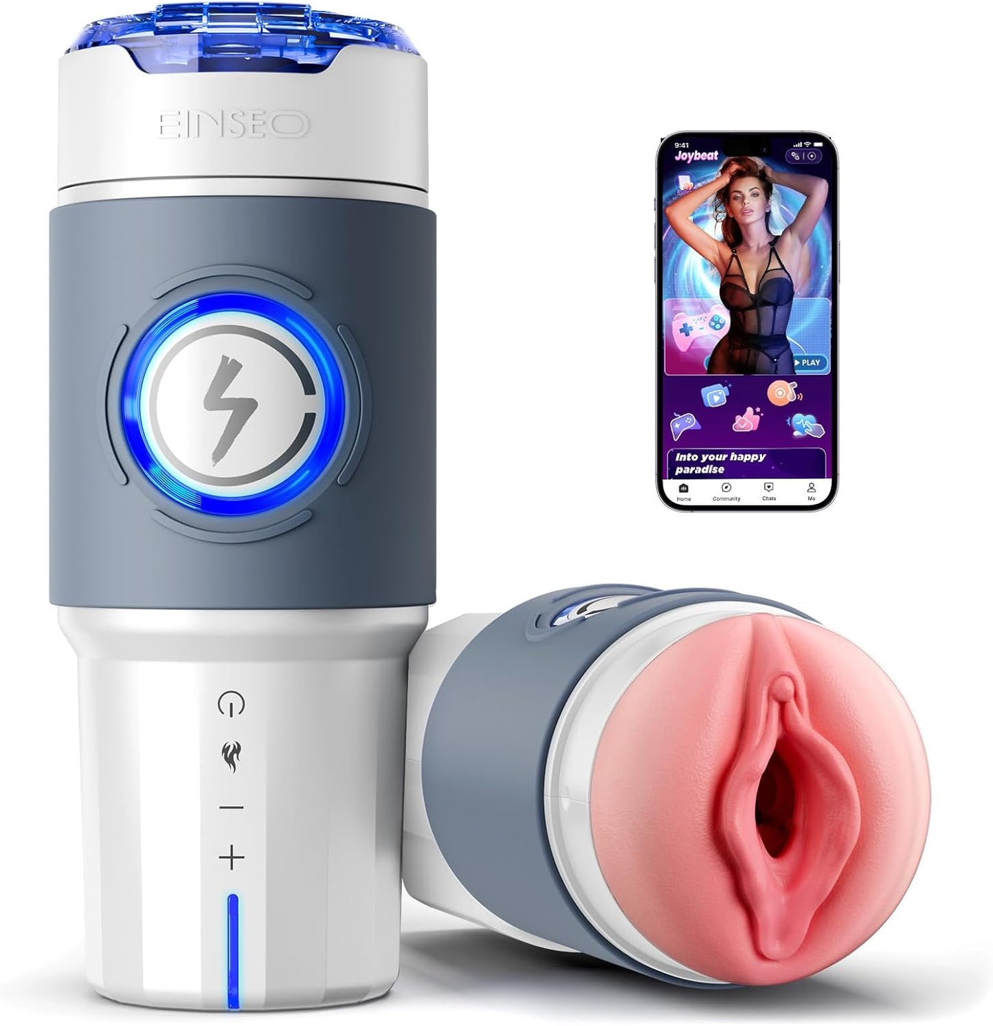 Male Masturbator Sex Toys for Men Penis Pump with APP Control – Thrusting Stroker with 360° Heating, 5 - Speed Smooth Motion Blowjob Men’S Sex Toy, Silent Brushless Motor, 3D Sleeve Erotic Massage Kits - SinfulX - 