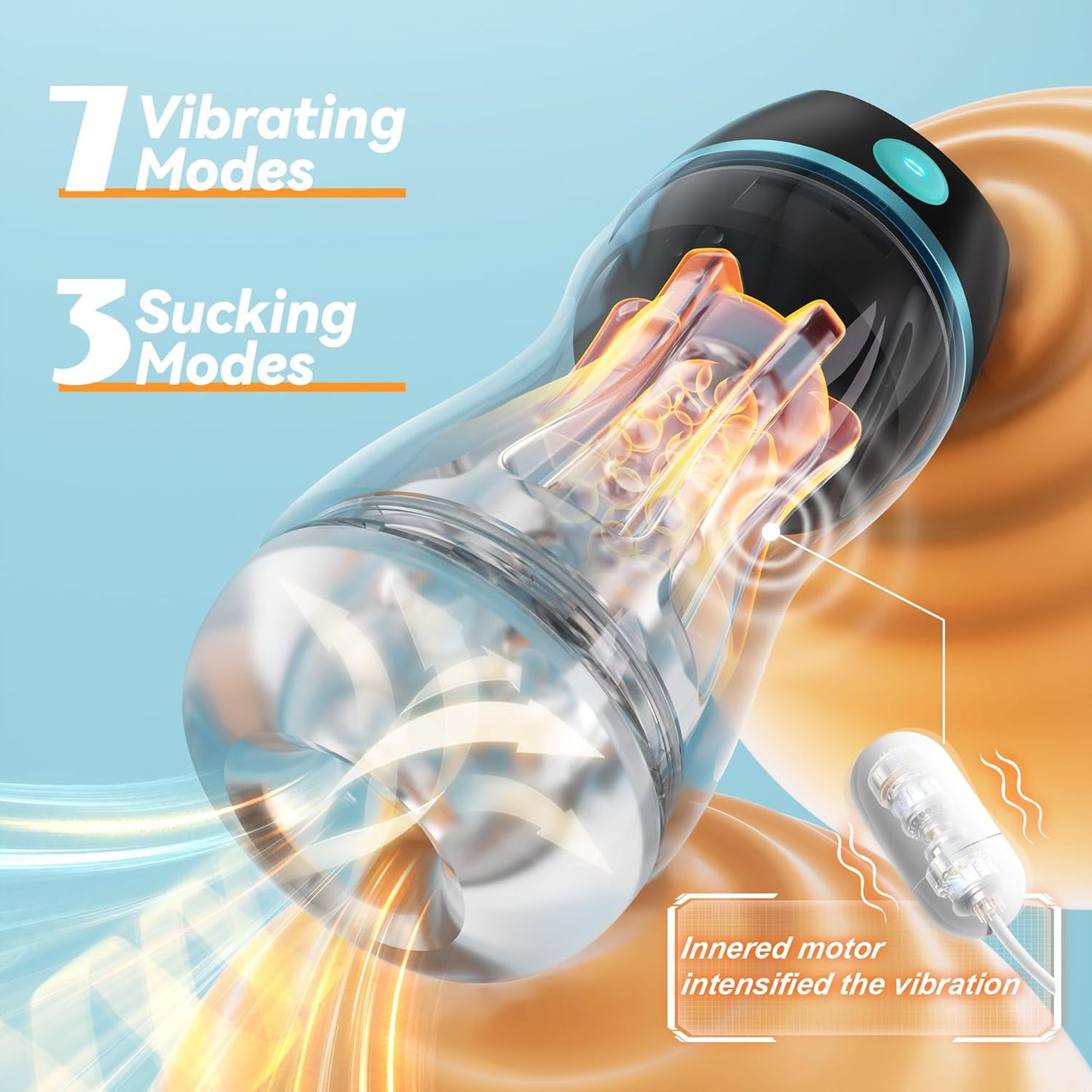 AI Interactive Sucking Male Masturbators - 7 Vibration & Suction Hands Free Pocket Pussy Male Stroker with 3D Realistic Textured, Blowjob Toy Penis Pump Adult Male Sex Toys for Men Sex Machine - SinfulX - 
