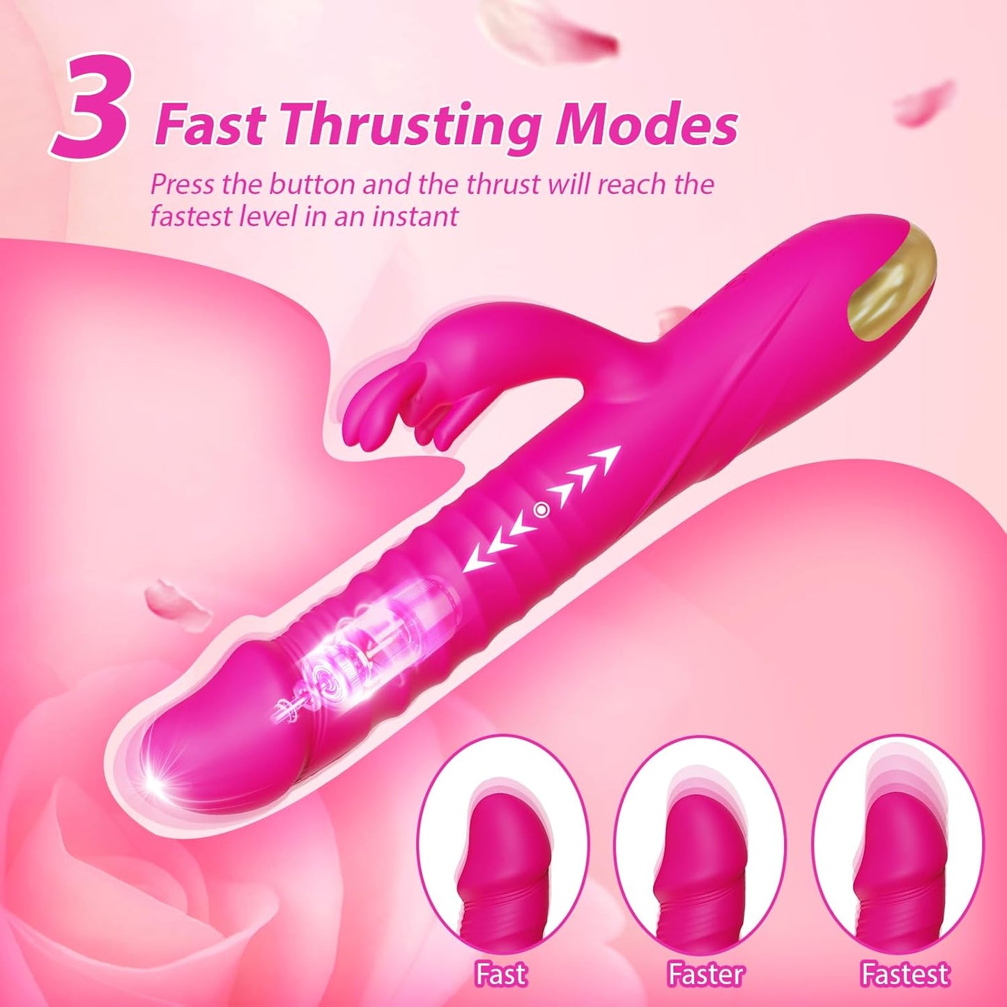 Thrusting Dildo Vibrators Sex Toys for Women - Dildos Adult Toys G Spot Rabbit Vibrator with 3 Thrust and 10 Vibrate Modes, Silicone Clitoral Stimulator Sex Toy for Solo and Couples Pleasure