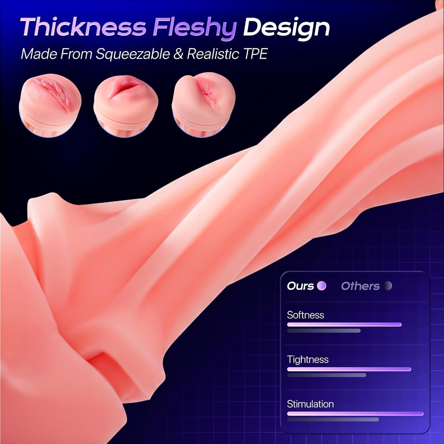Male Masturbator Sex Toys for Men - AI Sync 3 Sleeves Mens Sex Toy Adult Toys with 9 Sucking & 9 Vibrating, Pocket Pussy Penis Pump Colorful Lighting Male Stroker Blowjob Erotic Massage Kits - SinfulX - 