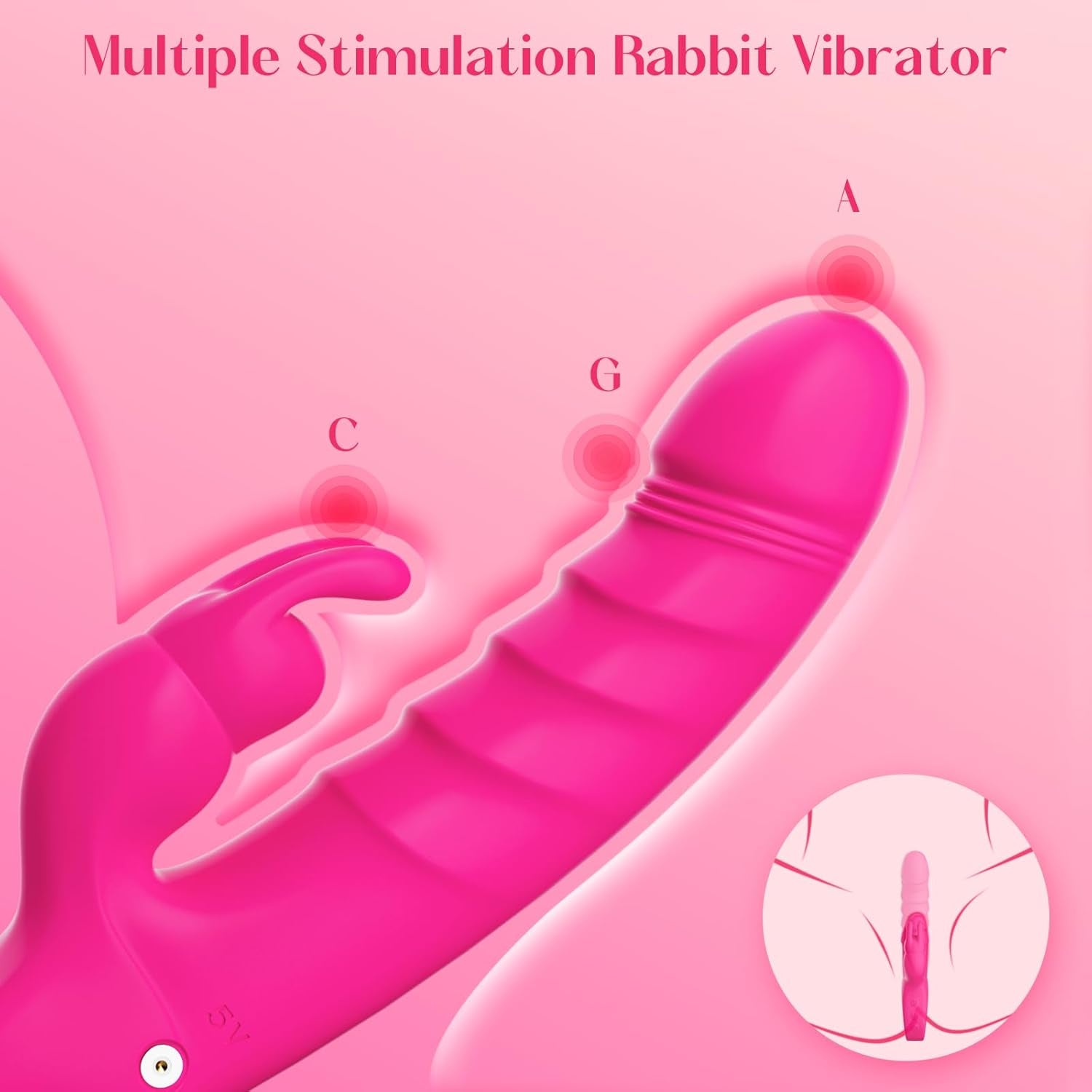 Thrusting Dildo Vibrator Sex Toys - 3 in 1 Female Sex Toys with 7 Thrusting & Rabbit & Vibration Modes - Independent Control Adult Toys with Multiple Stimulation, Rabbit Vibrators for Women (Rose) - SinfulX - 