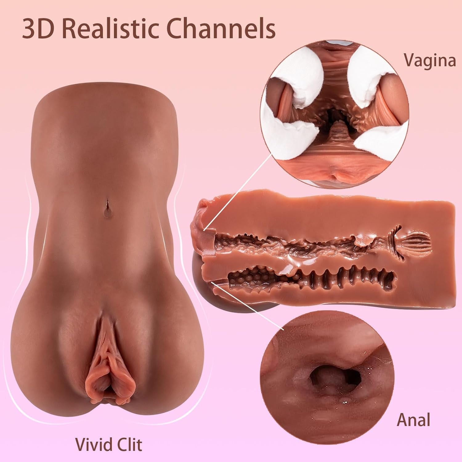 Pocket Pussies Sex Dolls for Men - Realistic Sex Dolls Pocket Pussy Male Masturbator with Lifelike Labia & Vagina & Anal Tunnel, Adult Sex Toys Stroker for Male Sex Play Game & Masturbation Pleasure - SinfulX - 