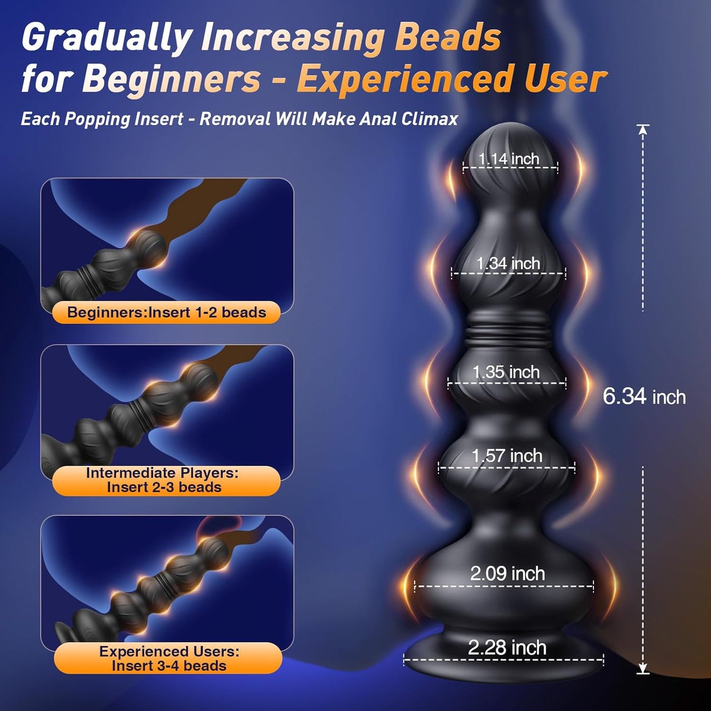 Thrusting Anal Beads Prostate Massager, Anal Vibrator Anal Toys Butt Plug 10 Vibrating Thrusting Anal Plug Male Sex Toys for Men Women Adult Toys Gradual Bead Anal Trainer App Furniture Bedding - SinfulX - 