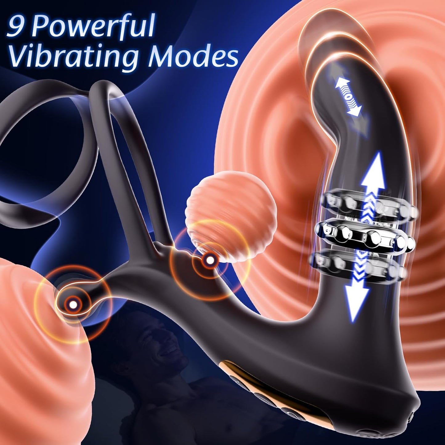 CoreSlide Prostate Massager Cock Ring 9 Modes Thrusting - SinfulX - Personal Care > Sexual Wellness > Prostate Massager Cock Ring