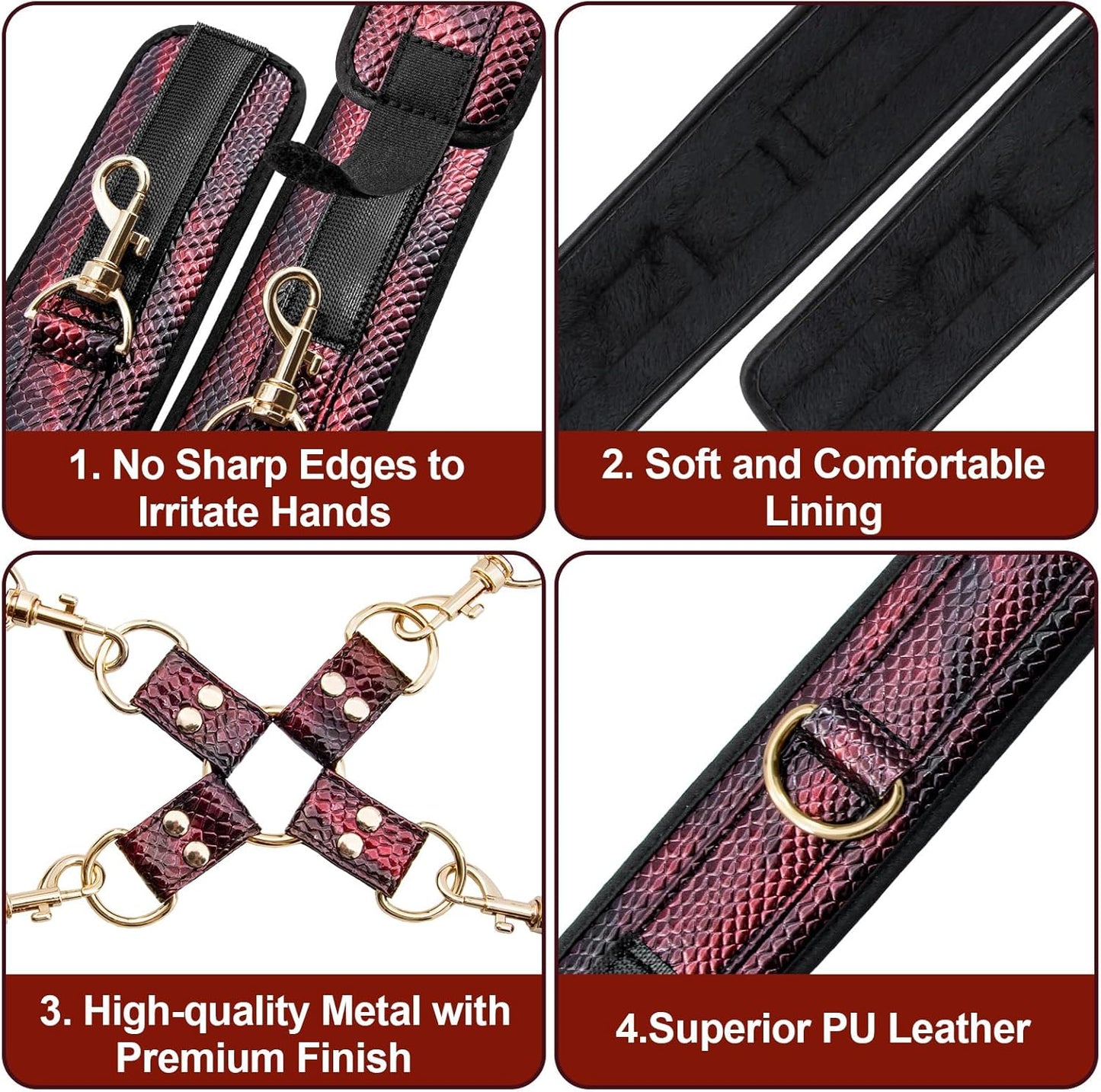 Leg Spreader Bar Adjustable Bondage Restraint BDSM Set Wrist Ankle Straps Connecting Rods for Customizable Adult Play Scenarios (Two Piece Set) - SinfulX - 