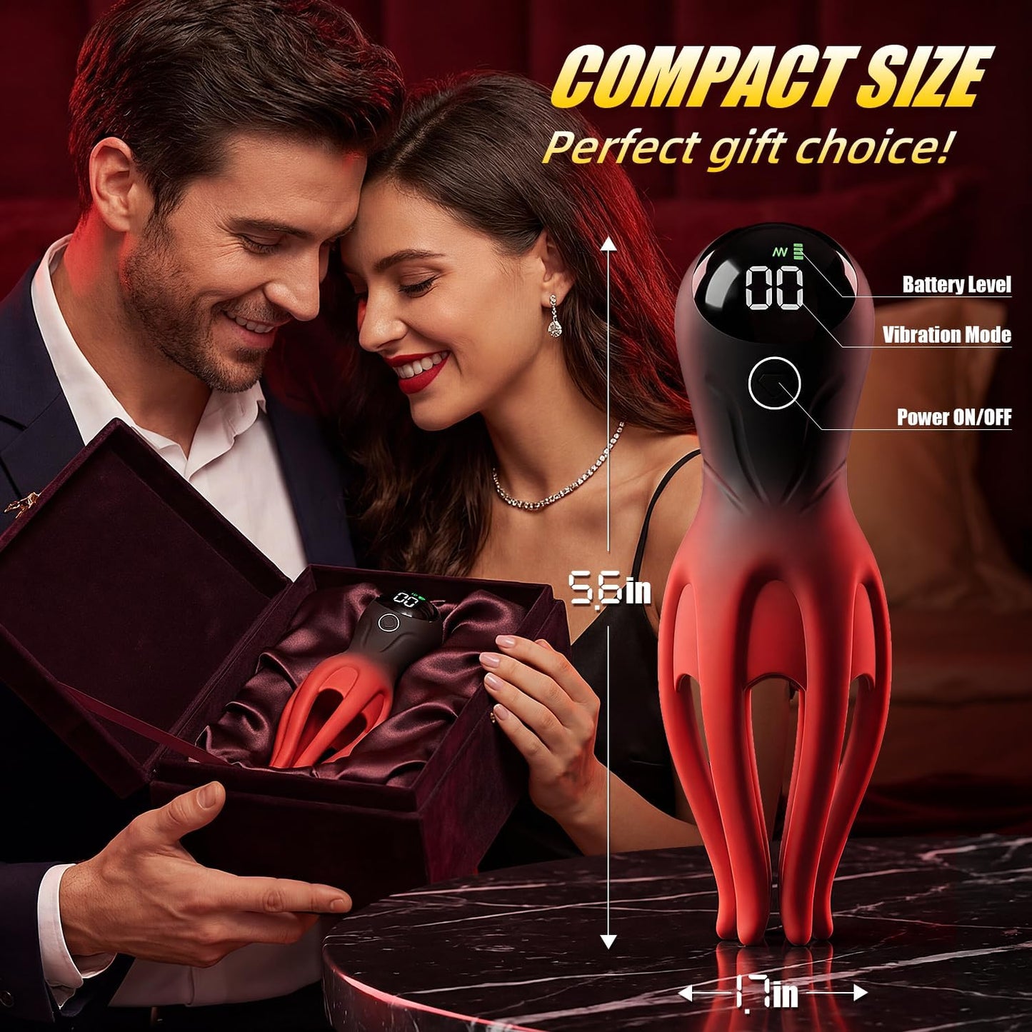 Male Vibrators Sex Toys for Men - LED Display Male Masturbator Couples Adult Sex Toy with 360° Fully Wrapped Octopus Tentacles & 12 Vibrations, Mens Penis Vibrator Trainer Stroker Prolong Endurance - SinfulX - 