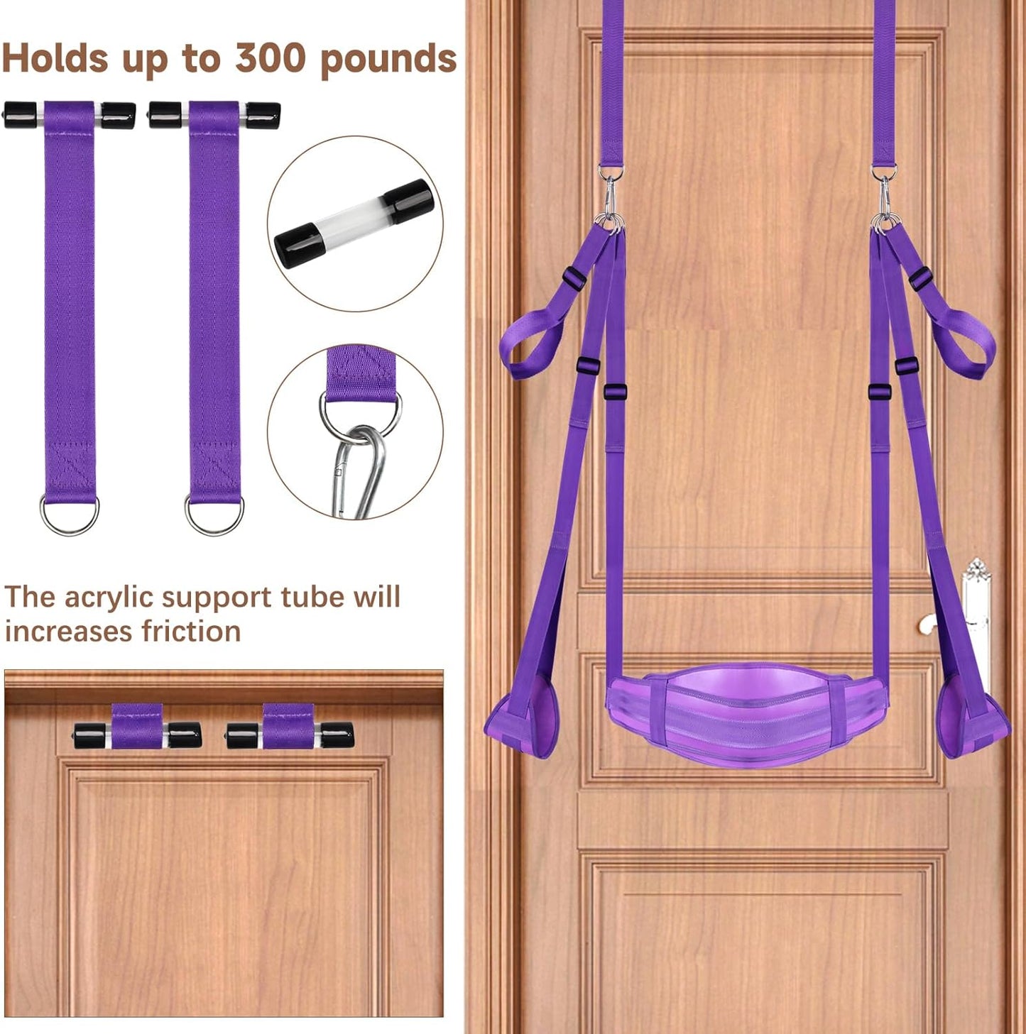 VelouraX Door Sex Swing with Seat & Restraints (Purple) - SinfulX - Personal Care > Sexual Wellness > Sex Swing