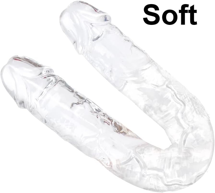 11.8 * 1.3 Inches Small Double Dildo Clear Jelly Realistic Anal Long Dildo Penis with Veins and Glans Adult Sex Toys for Women/Men/Lesbian - SinfulX - 