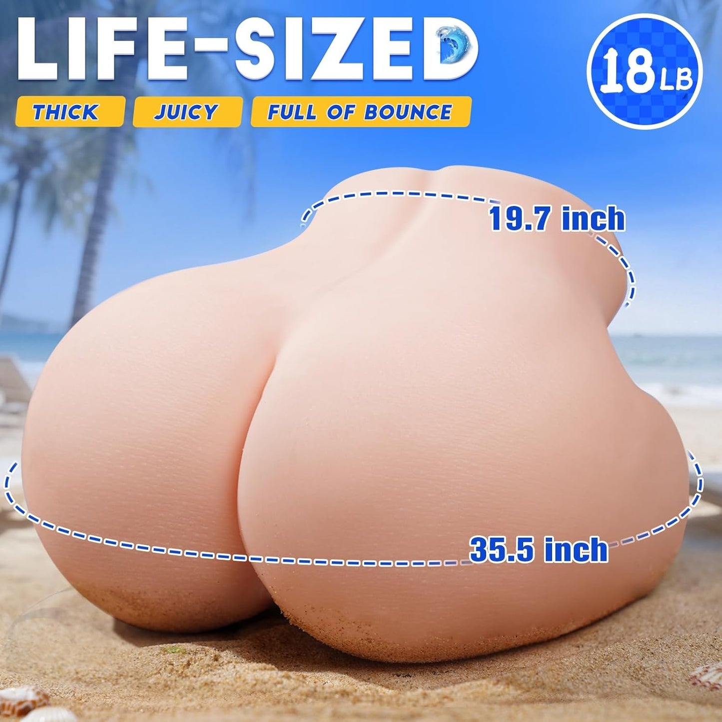 18LB Sex Doll for Men - Realistic Male Masturbators Ergonomic Curved Design with Dual Vagina & Anal Channels, 3D Lifelike Soft Butt Adult Anal Toys Stroker - SinfulX - 