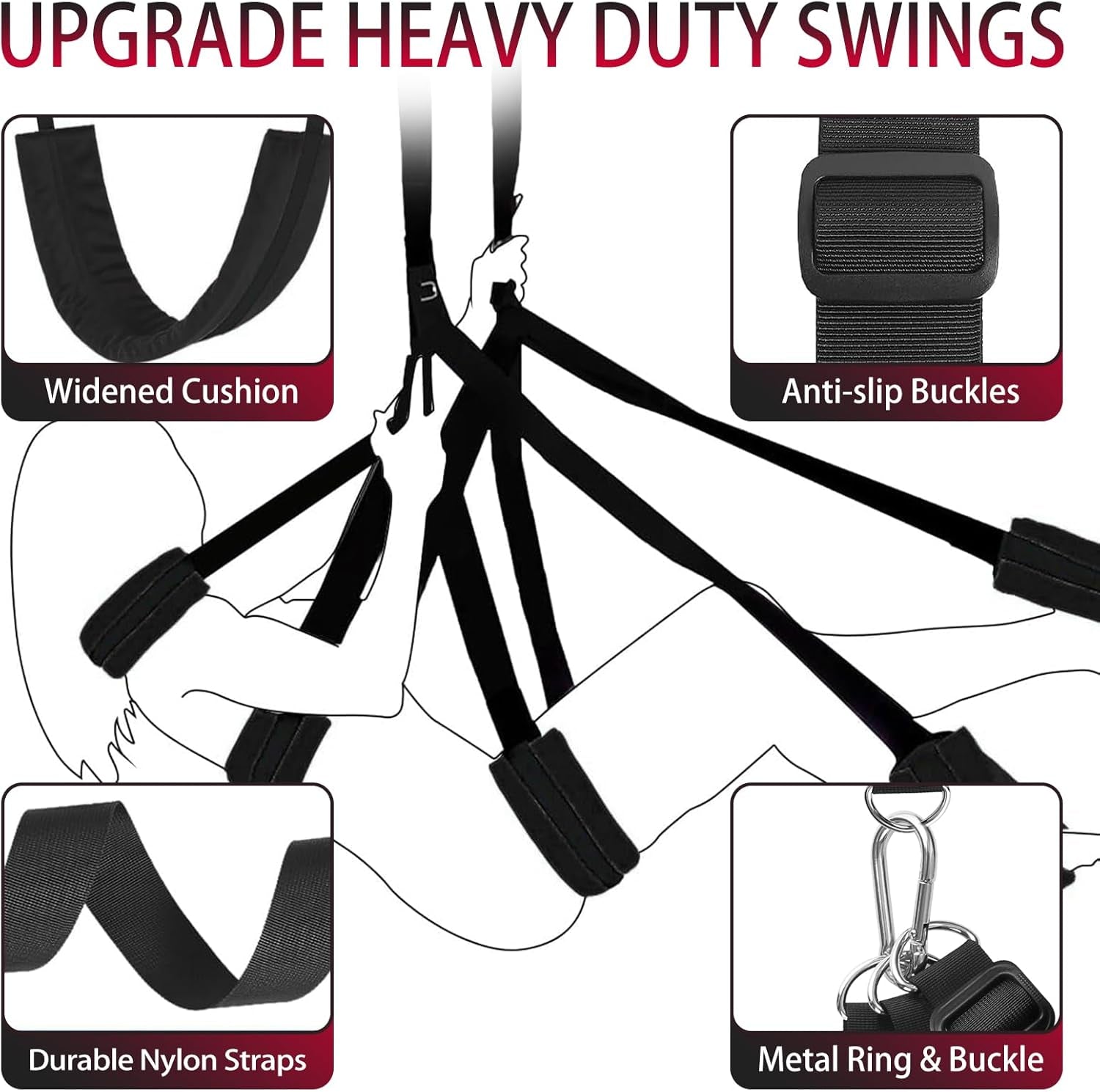 VelvetBond BDSM Door Sex Swing 800lb Cushioned - SinfulX - 