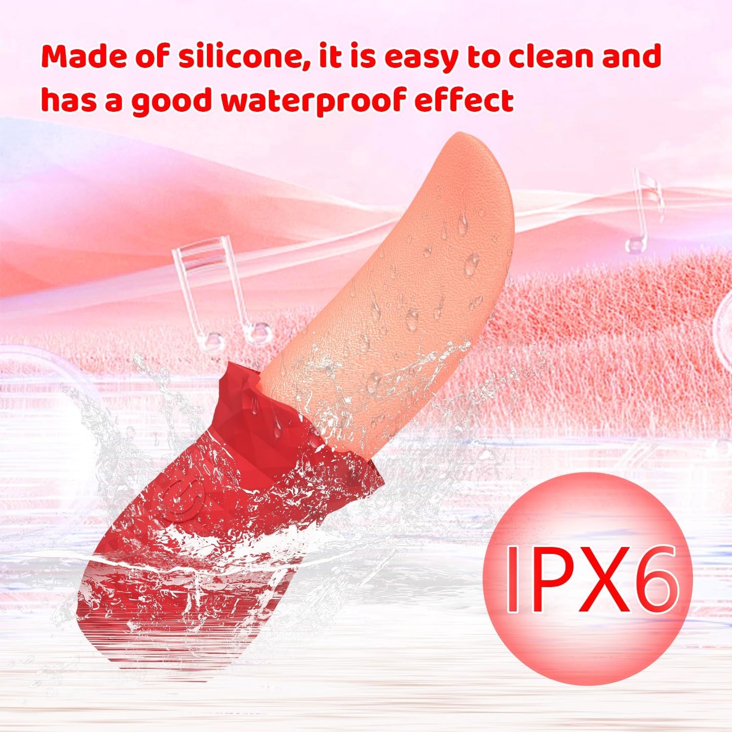 10 - Speed Rose Tongue Licking Vibrator for Women – Realistic Silicone Tongue Design,10 Vibration Modes, Waterproof USB Rechargeable Clitoral Stimulator,Quiet Discreet Adult Sex Toy for Women (Red) - SinfulX - 