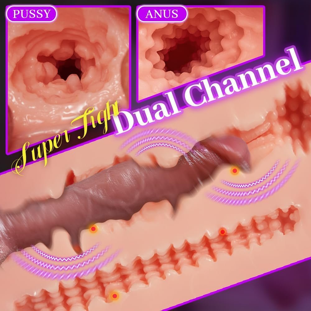 12LB Vibrating Realistic Male Masturbator with 10 Vibrations & 2 Motors, Pussy Ass Masturbator with Elastic Plump Buttocks for Man Orgasm, Pussy Stroker Sex Toys for Men Masturbation (Vibrating) - SinfulX - 