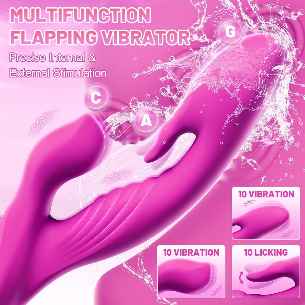 Tongue Vibrator Dildo Sex Toys, Rabbit Vibrator for Licking Clitoris Stimulation with 10 Tongue Licking & Flapping Vibrating Mode, Soft Thrusting Dildo Adult Toys Rose Toy for Couple Women Games - SinfulX - 