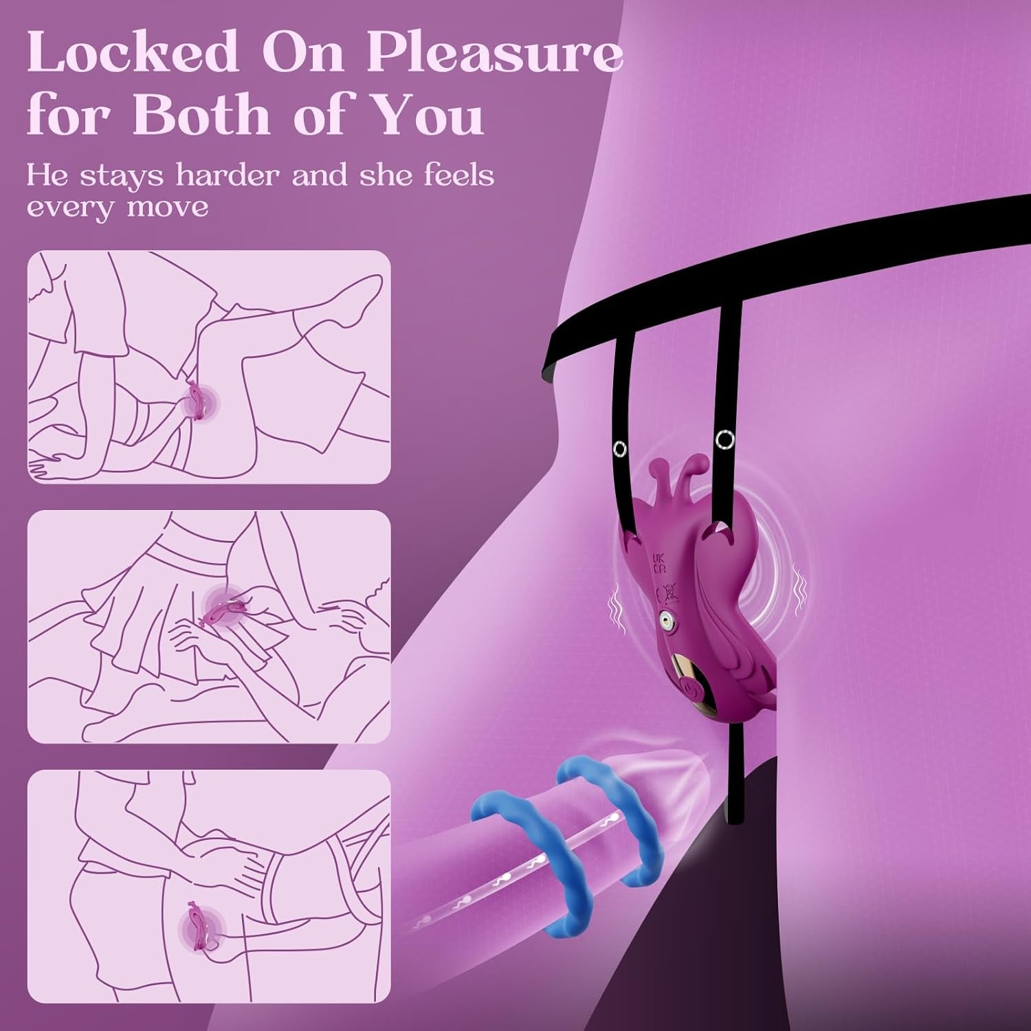 Couples Sex Toys Wearable Vibrator - 9 Modes Vibrating Panties with Separate Male Cock Ring, Clitoral Stimulator Adult Toys for Women, App Connection Women Sex Toys, Silicone BDSM Female Sex Toy