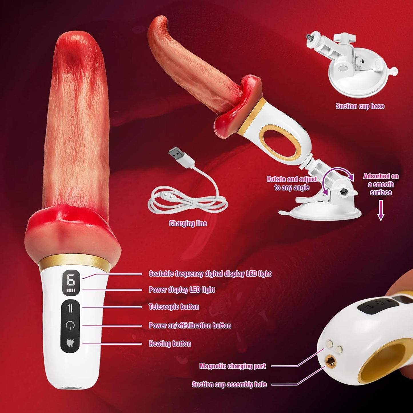 TongueRide Heated Dildo Thrust Machine - SinfulX - 