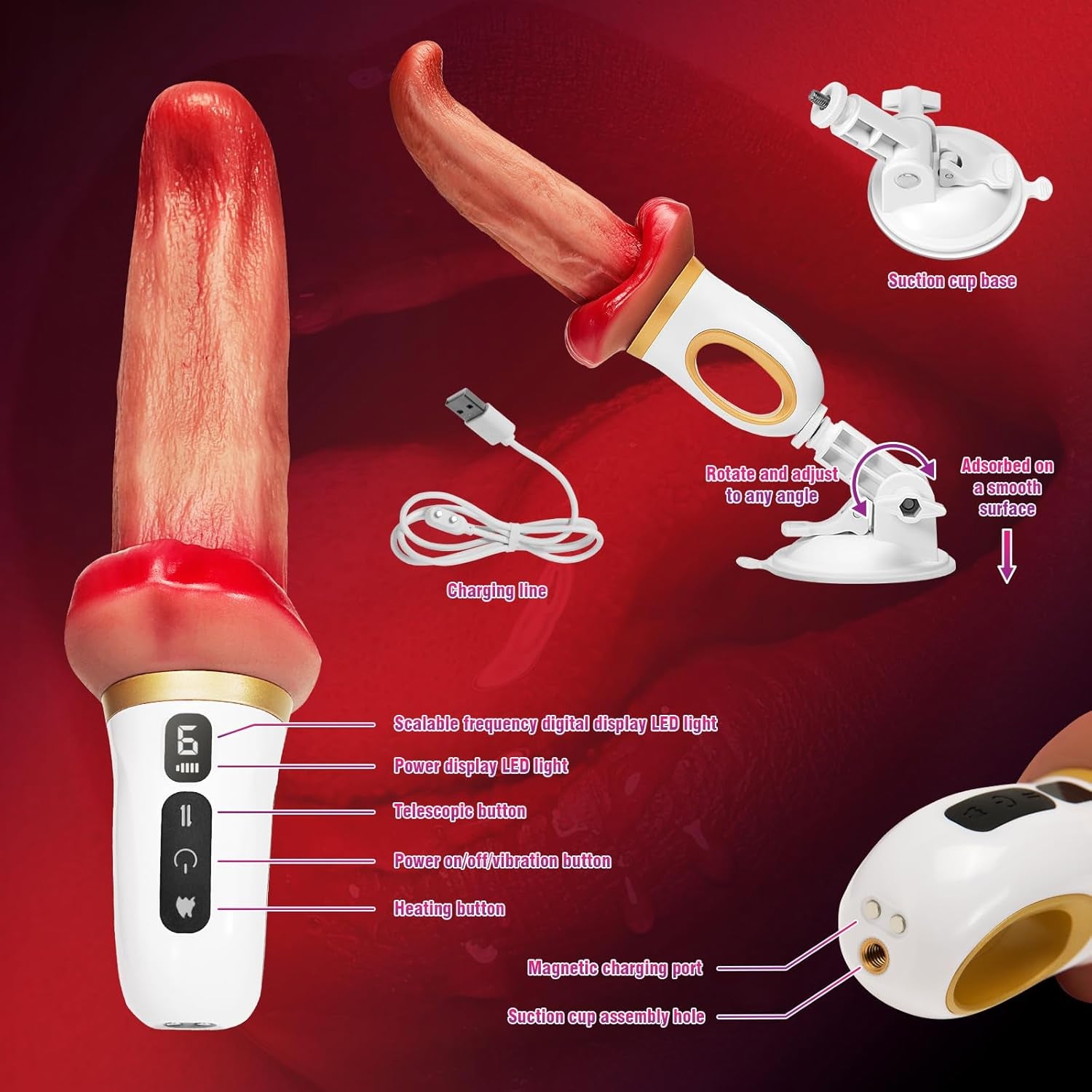TongueRide Heated Dildo Thrust Machine - SinfulX - 