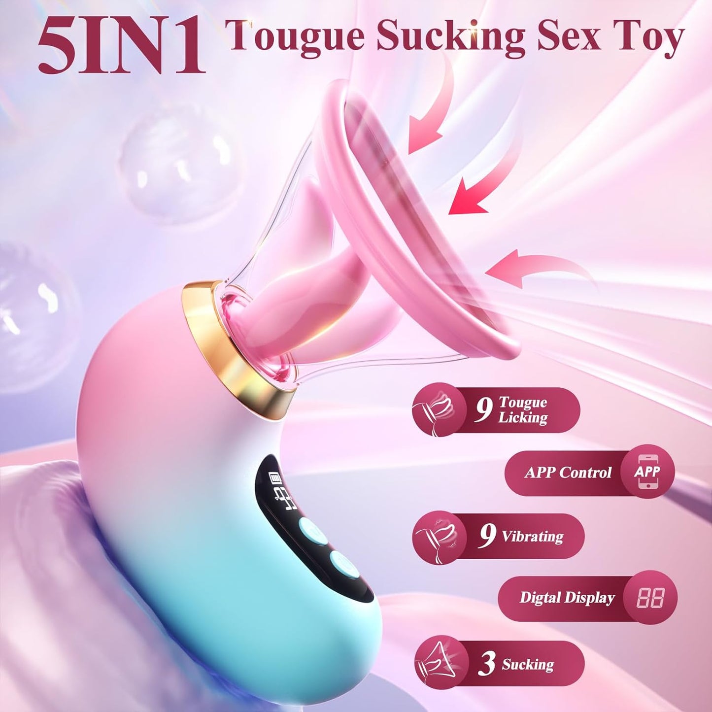 Adult Toys Rose Toy Vibrator - Sex Toys for Women 3 Sucking, 9 Tongue Licking & Vibrating Vibrators Dildo, LCD Display Removable Cup Woman Female Couples Sex Toy Sex Novelties - SinfulX - 