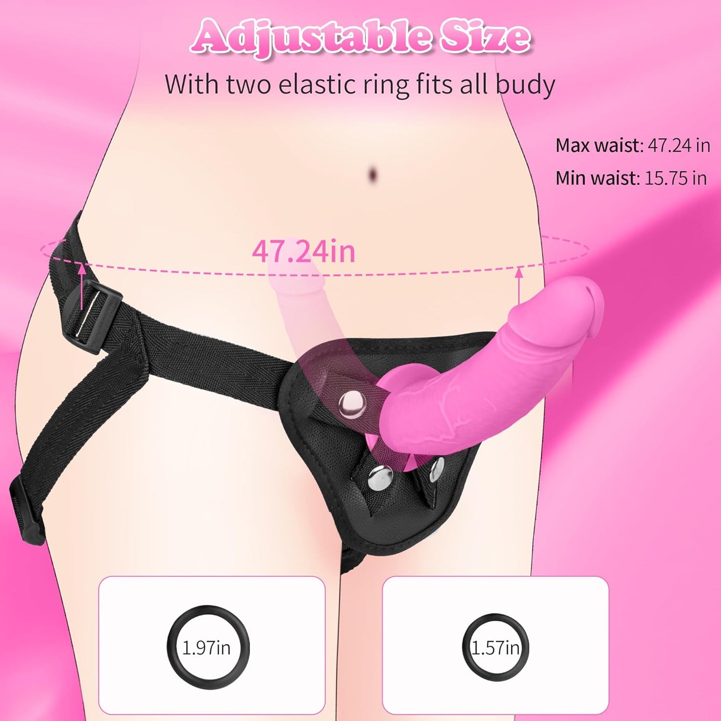 Strap on Dildo Womens Sex Toys - Double Ended Dildo Flesh Silicone Fantasy Dildo Long Dildos Strap on Harness Big Anal Dildos Female Sex Toy Adult Toys for Women（Pink - SinfulX - 