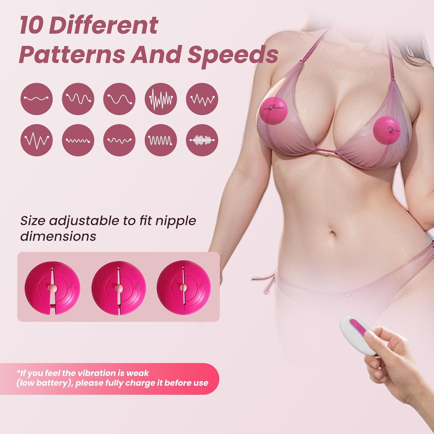 Nipple Sex Toys Fits the Breast - Redesigned for Women, Nipple Vibrator Lightweight Wearable Vibrating Nipple Clamps, Remote Control Vibrators, BDSM Couples & Female Sex Toy Adult Pleasure