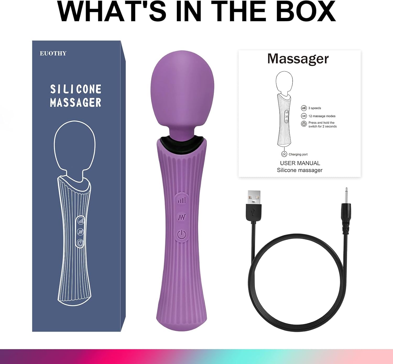 VeloraPulse Rechargeable Wand Vibrator 12 Modes Waterproof - SinfulX - Personal Care > Sexual Wellness > Wand Vibrator