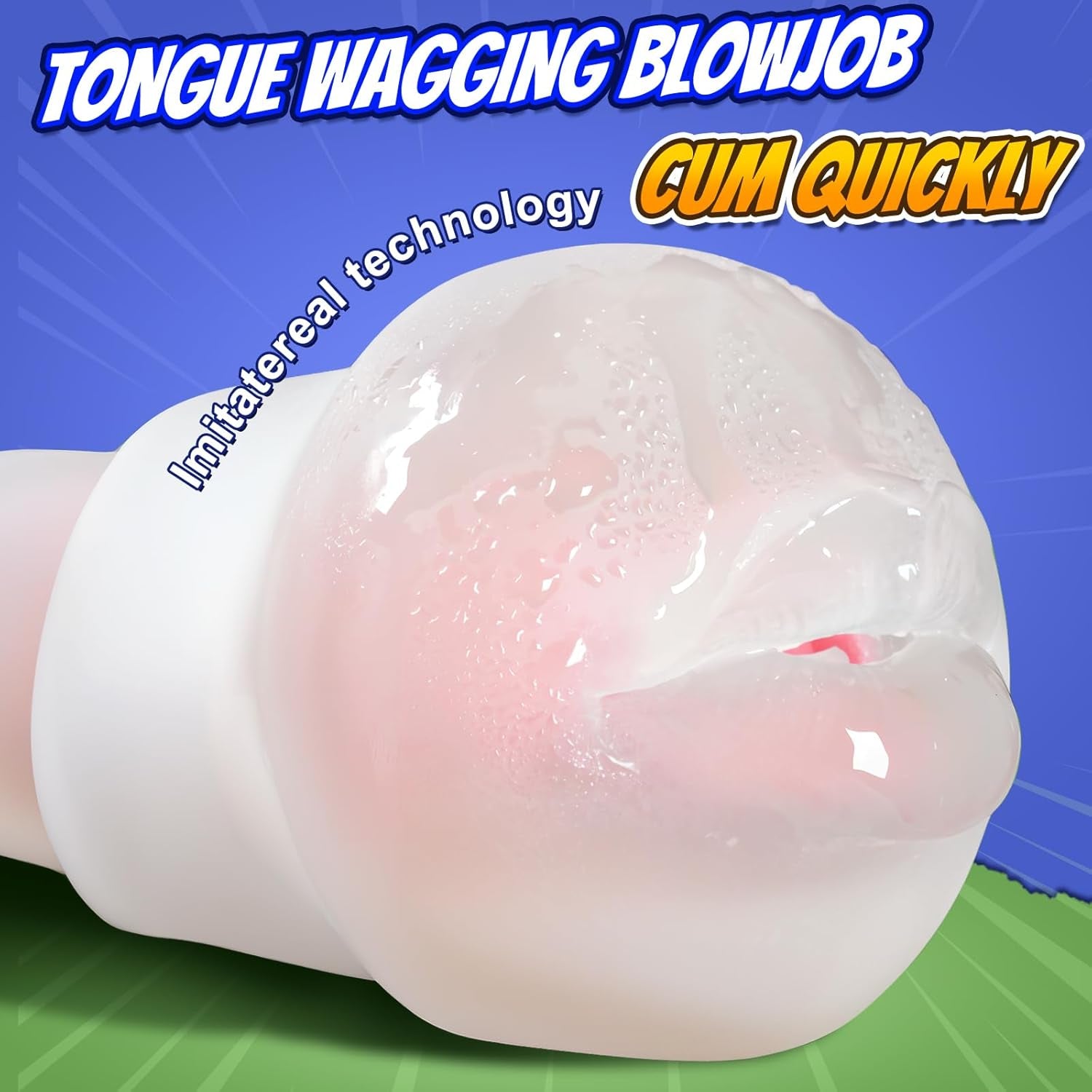 Pocket Pussy Sleeve Adapted to Any Penis Pump or Male Masturbator, Mouth Shaped, Adult Sex Toy, Washable and Portable, Clear (Red Tongue) - SinfulX - 
