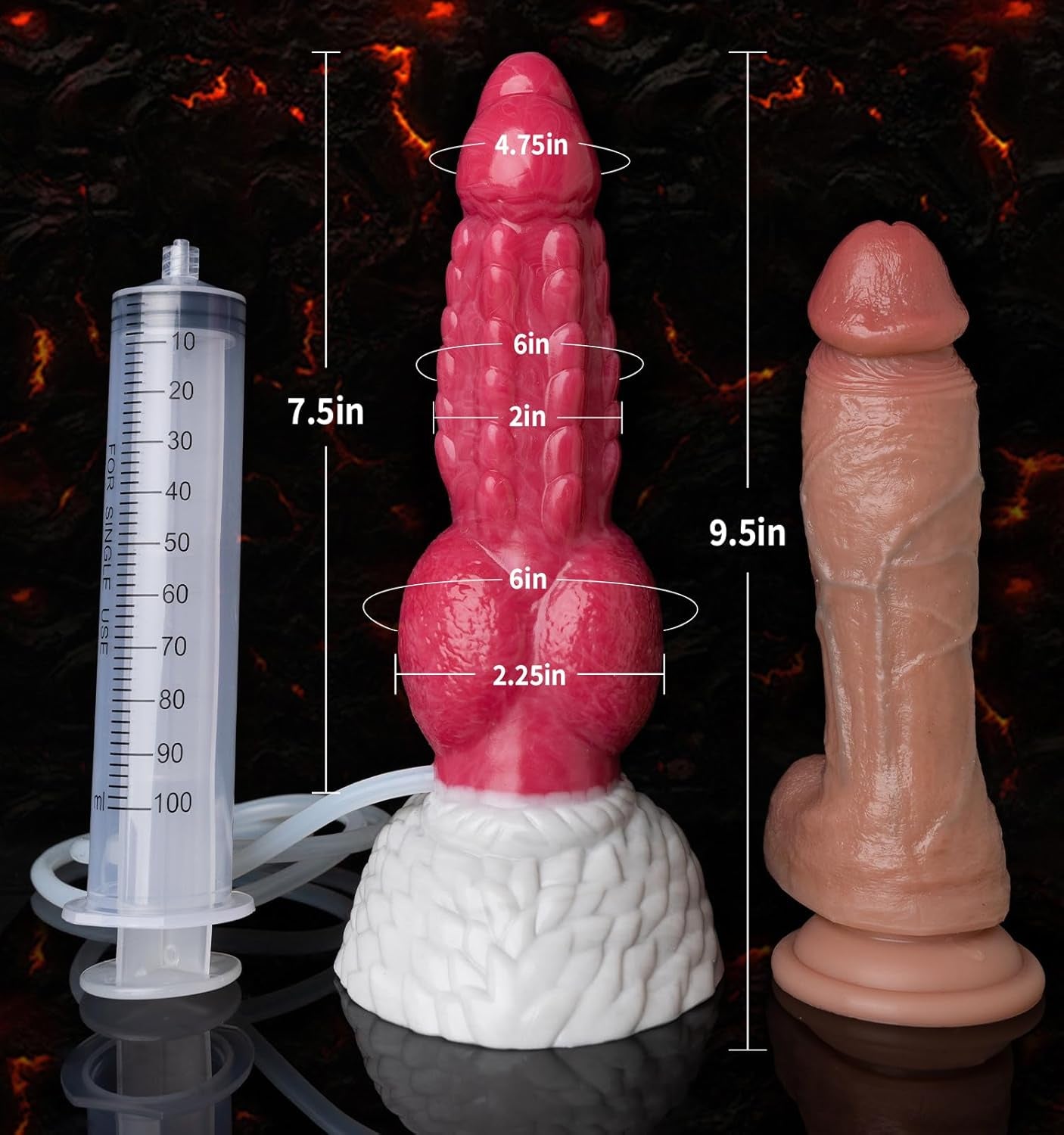 9.5" Monster Fantasy Squirting Knot Dildo - Ejaculating Cumming Dragon Dildo, Huge Thick Alien Animal Dildos with Suction Cup, Ribbed Knotted Silicone Dildos, Adult Sex Toys & Games for Women Men Gay - SinfulX - 