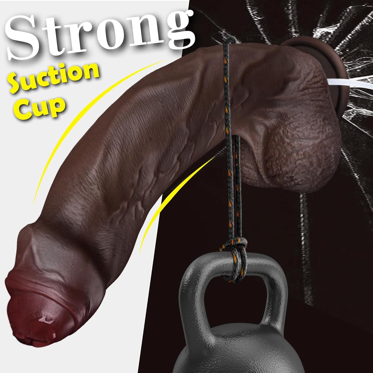 9.65" Squirting BBC Dildo Ejaculating Big Black Dildo, Huge Uncut Ejaculating Toy Made from Soft Dual Density Silicone, XL Realistic Dildos Foreskin Cock with Suction Cup, Adult Sex Toys for Women Men - SinfulX - 