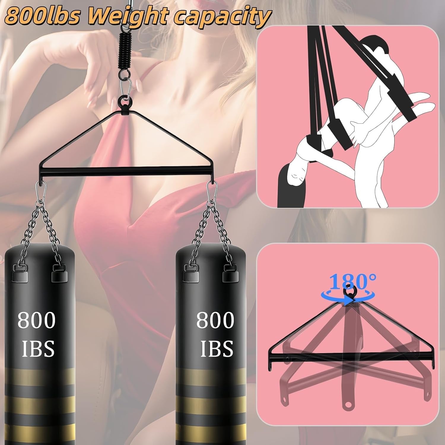 AerialisX 180° Spinning Sex Swing 800lb Ceiling - SinfulX - Personal Care > Sexual Wellness > Sex Swing