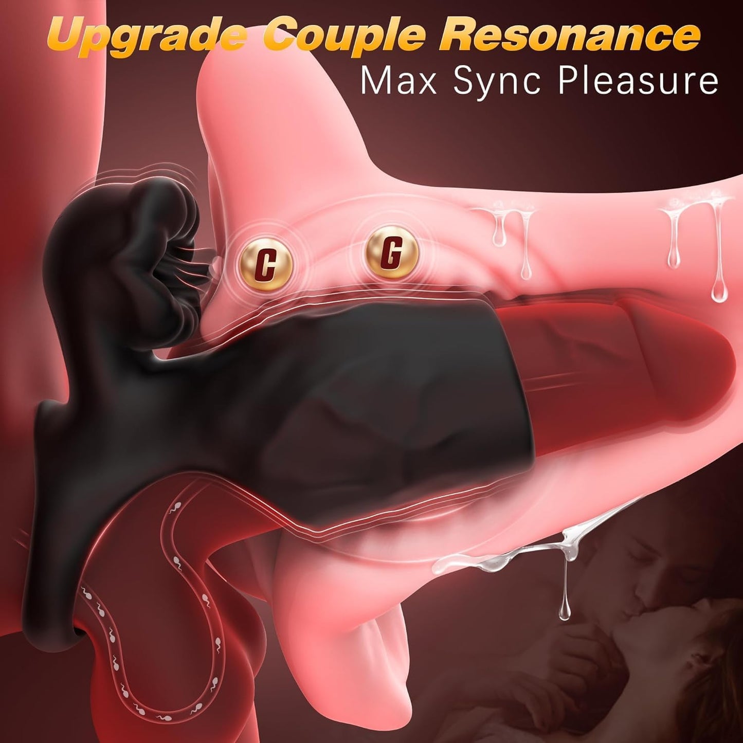 Vibrating Cock Ring with Penis Sleeve, Male Sex Toys for Men Extender Stronger Shock Vibrator 9 Modes Long Tongue Licking Clitoral Stimulator, Enhancing Lasting Couple Sex Toys