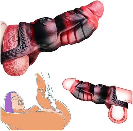 Dragon Penis Sleeve Cock Sleeve for Men, Soft Silicone Enhancer, Reusable Extension Sleeve for Stimulation and Endurance, Realistic Veins, Enhancer for Girth and Length, Perfect for Solo or Couple Use - SinfulX - 