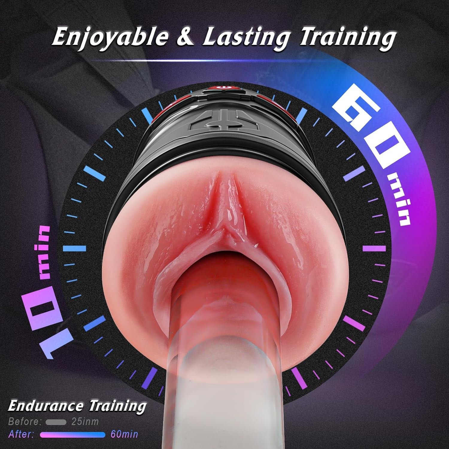 Male Masturbator Sex Toys for Men - Vibrating Pocket Pussy Penis Pump 2 Sleeves Realistic Fleshy with 9 Sucking & 9 Vibrating, Adult Toys Mens Sex Toy, LCD Display Penis Training Stroker Sex Machine - SinfulX - 