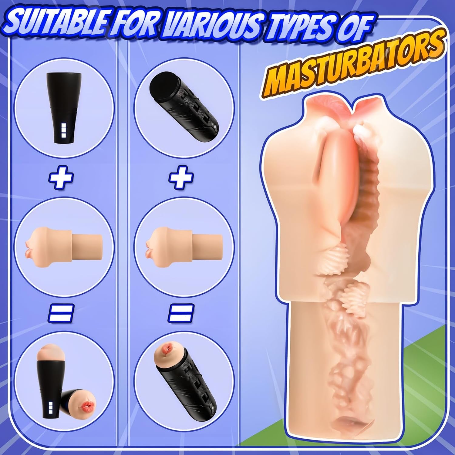 Pocket Pussy Sleeve Adapted to Any Penis Pump or Male Masturbator, Mouth Shaped, Adult Sex Toy, Washable and Portable, Flesh - SinfulX - 