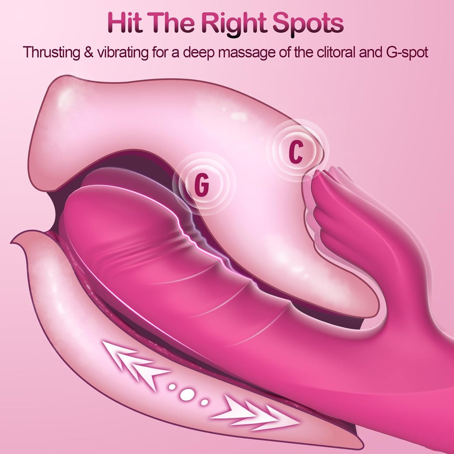 Vibrator Sex Toys Thrusting Dildo, Rabbit Vibrators Adult Toys with 3 Thrusting & 10 Vibrating Modes for G Spot Vagina Anal Sex Stimulation, Silicone Dildos Adult Sex Toy for Women & Couple - SinfulX - 
