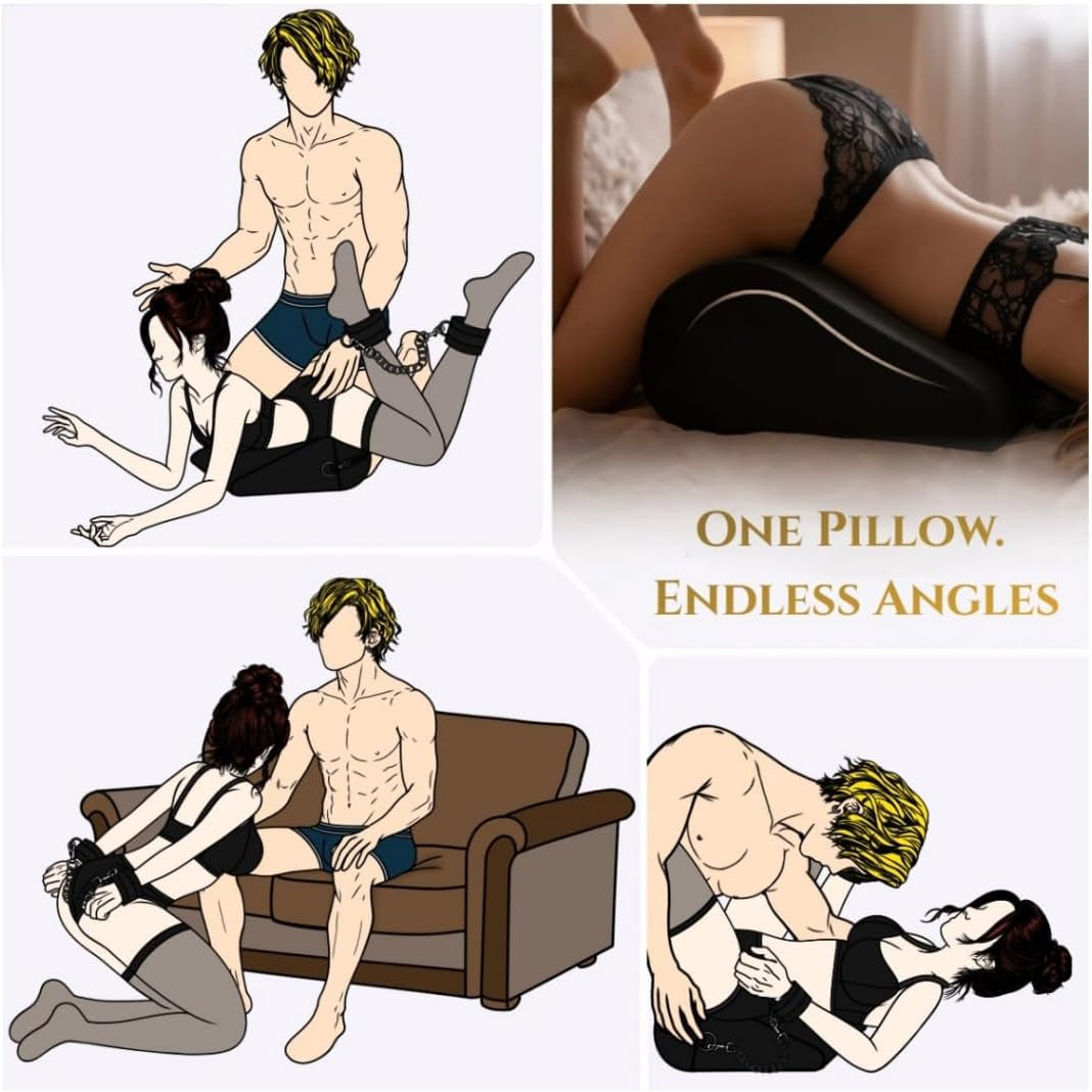 ObsidianRise Sex Position Pillow & Handcuffs Set | Black