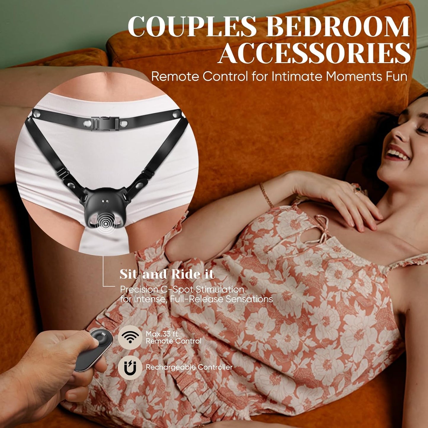 NoirControl Cock Ring Clit Vibrator Remote Harness 9 Modes - SinfulX - Personal Care > Sexual Wellness > Couples Cock Ring