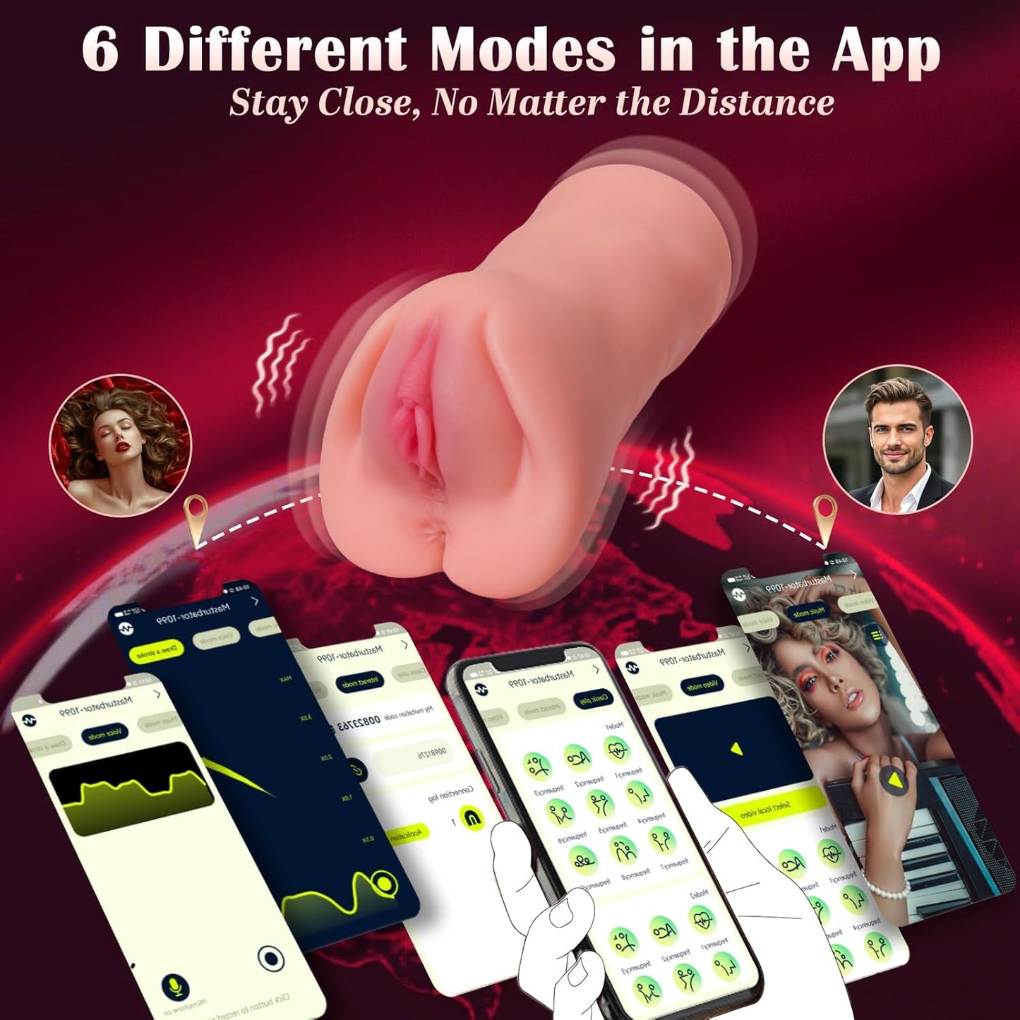 Pocket Pussy Sex Toys for Men - Male Masturbator Sex Doll with 9 Thrusting & Vibrating, App - Controlled Male Sex Toy with Realistic Tight Vagina, Soft Adult Toy for Men Pleasure & Penis Stimulation - SinfulX - 