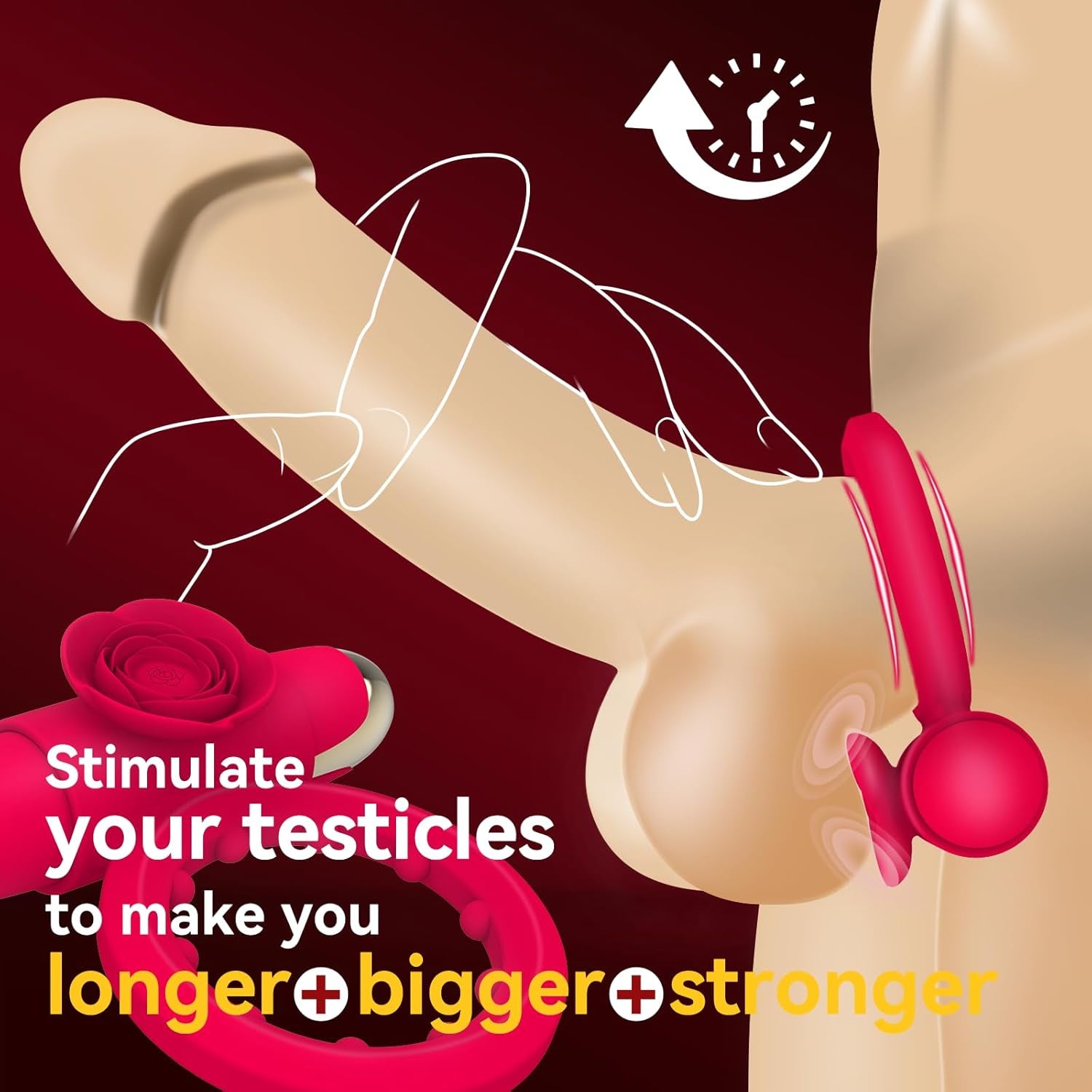 CrimsonPetal Red Cock Ring Bullet Vibrator Clit Stimulator - SinfulX - Personal Care > Sexual Wellness > Couples Cock Ring