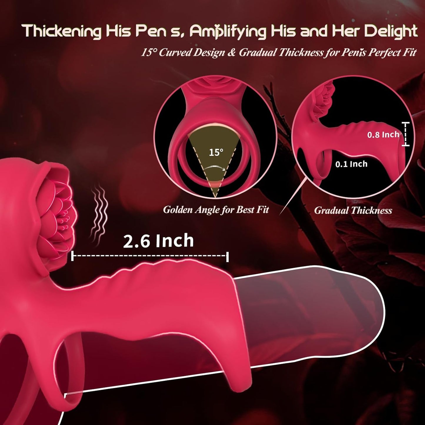 TriLock Cock Ring Extender Clit G - Spot Vibrator 9 Modes - SinfulX - Personal Care > Sexual Wellness > Couples Cock Ring