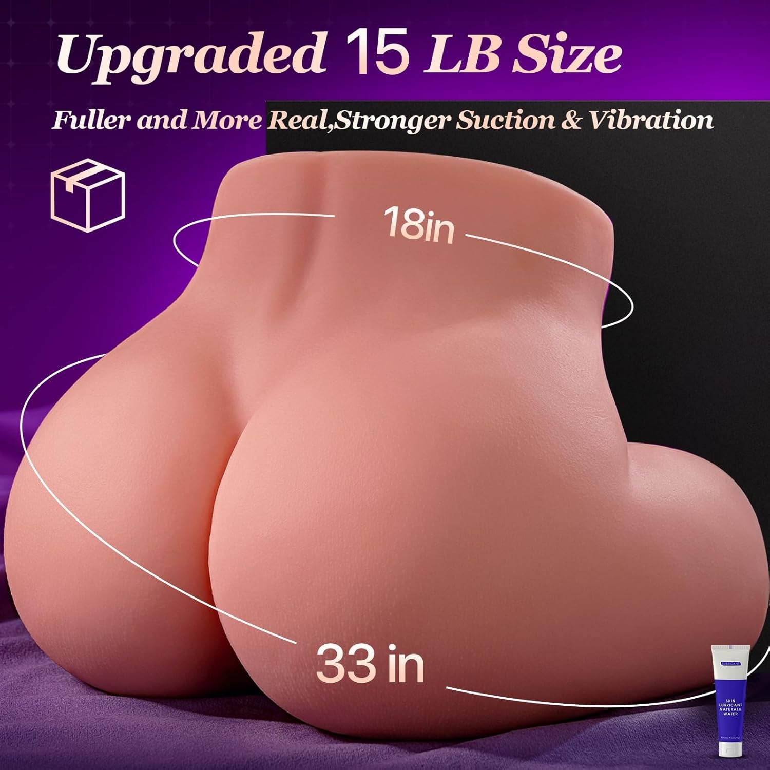 TitanCurve 15LB Realistic Butt Masturbator Suction Vibration - SinfulX - Personal Care > Sexual Wellness > Male Suction Vibrator