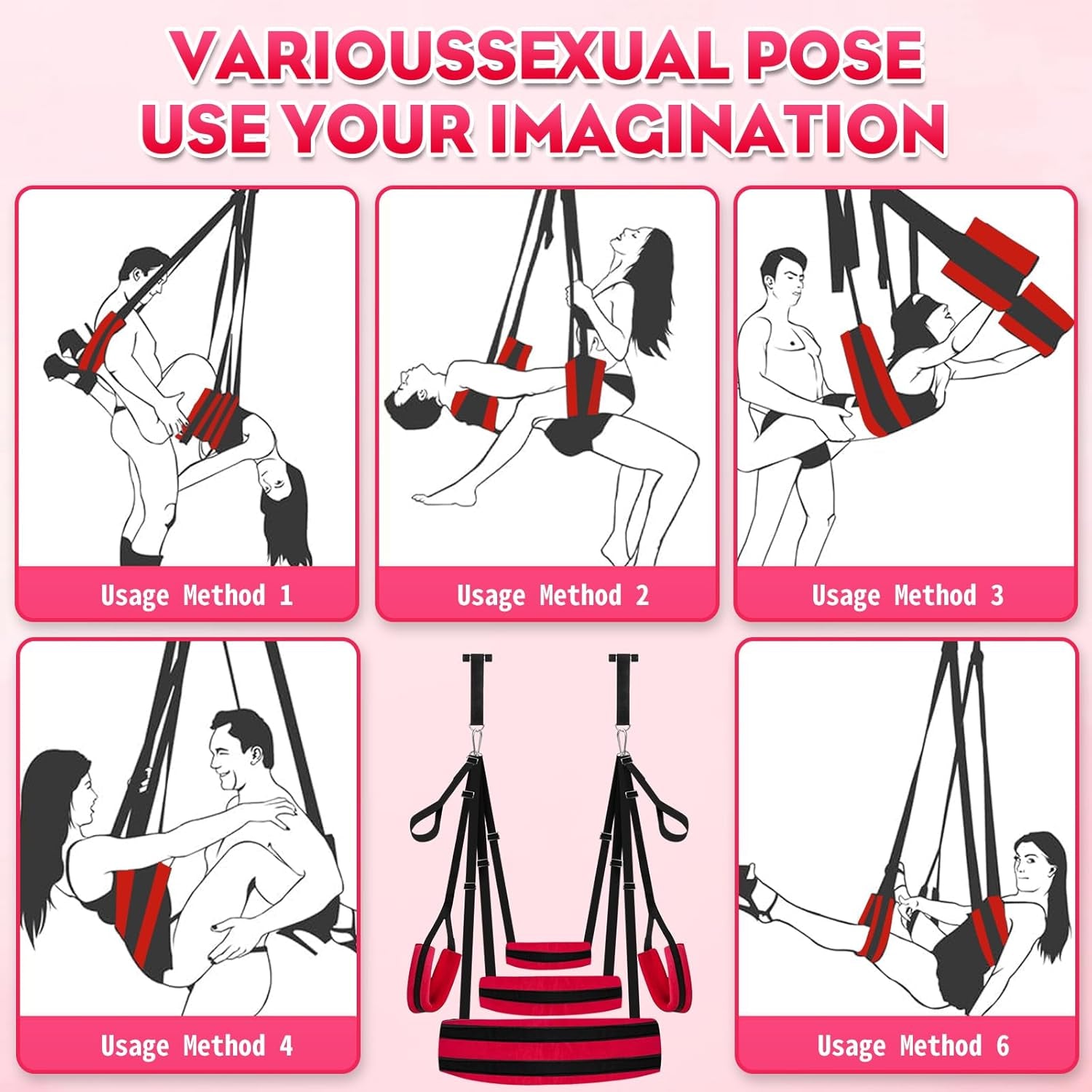VelvetRise Door Sex Swing 800lb Support Wide Cushions - SinfulX - 