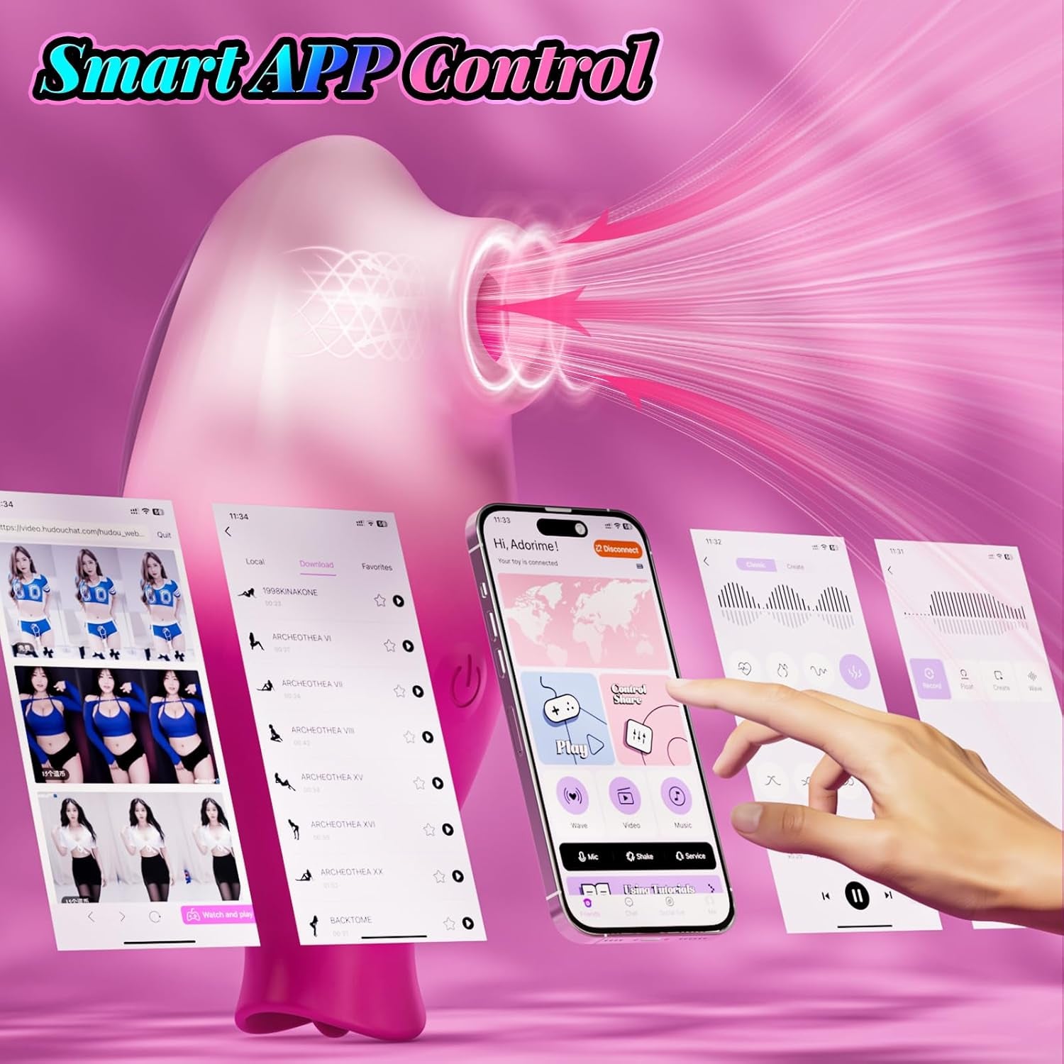 Sucking Vibrator Women Sex Toys，Sucking & Licking 2 in 1 Clitoris Vibrator for Women with 10 Powerful Modes, App Control Clit Sucker Nipple Stimulating Suction Toys, Female Vibrators Rose Sex Toy - SinfulX - 